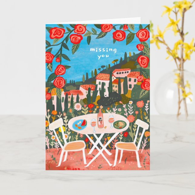 Carte Déjeuner avec une vue Manquant Vous Campagne Gouac (Fleur jaune)