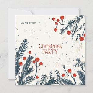 Carte Déjeuner de fête de Noël au houx et échange de cad