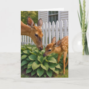 Carte Déjeuner Doe et Fawn manger Hosta