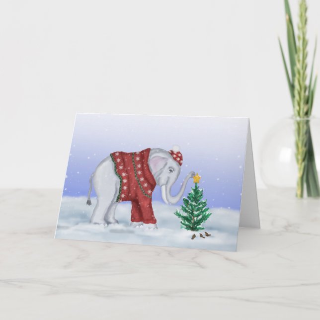 Carte d'éléphant de Noël (Devant)