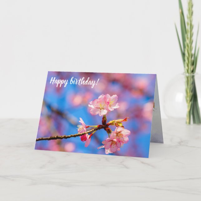 Carte Délicat Sakura Beauté contre le ciel bleu (Devant)