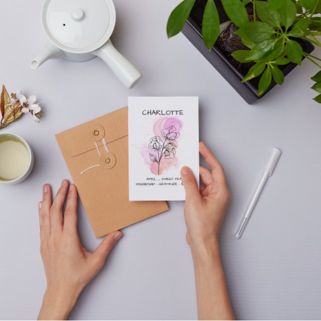 Carte Délicieuse Pois doux Purple ligne rose Art Floral (Créateur téléchargé)