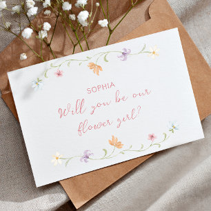 Carte Demande de Demoiselle d'Honneur Fleur Aquarelle Fl