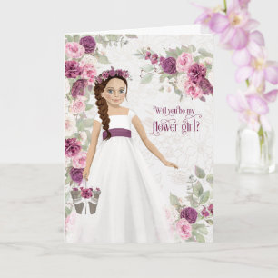 Carte Demande de Fille aux Fleurs Prune Ranunculus