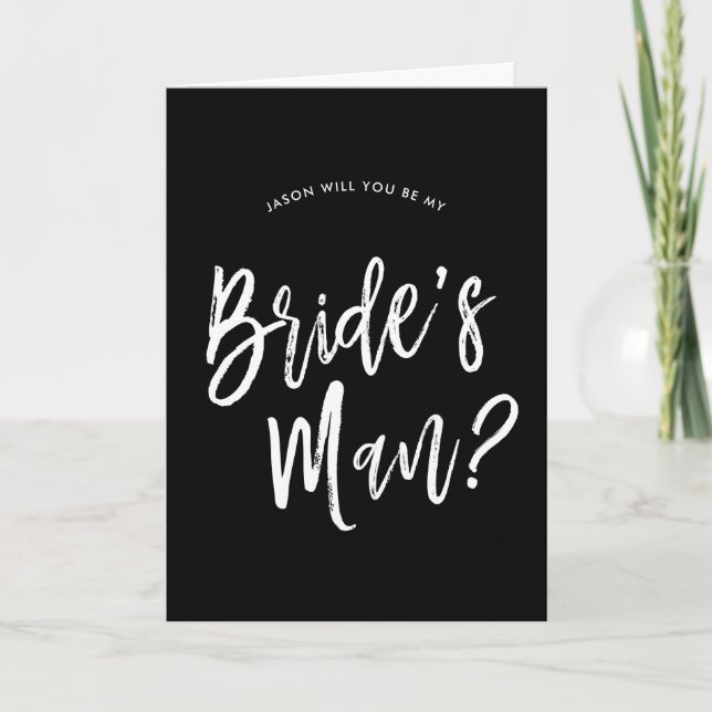 Carte Demande de l'homme de la mariée | Écriture blanche (Devant)