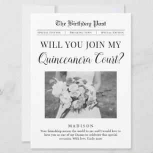 Carte Demande de participation à la cour de Quinceañera