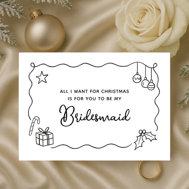 Carte Demande de témoin de mariage festive à Noël dessin (Créateur téléchargé)