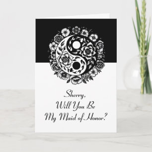 Carte Demande de témoin de mariage Floral Yin Yang