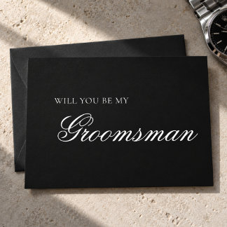 Carte Demande de témoin de mariage minimaliste noir et b