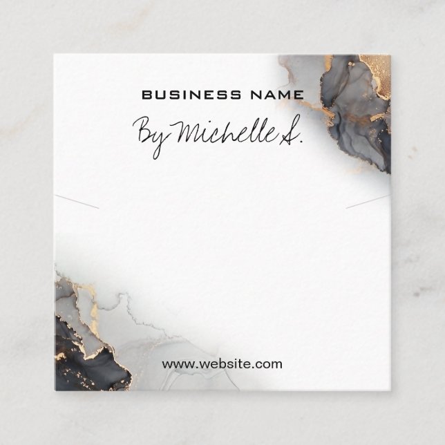 Carte D'Emballage Pendentif Noir Et Or En Encre Lu (Devant)