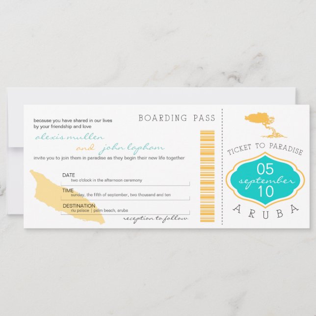 Carte d'embarquement au faire-part de mariage (Devant)