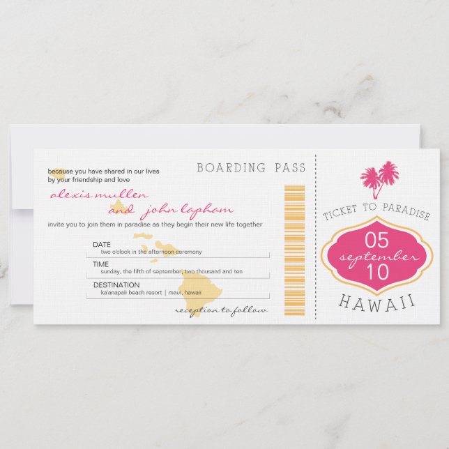 Carte d'embarquement au faire-part de mariage (Devant)