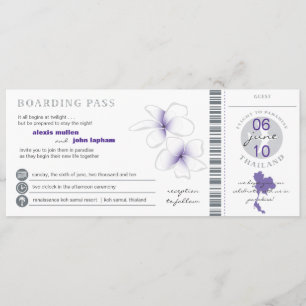 Carte d'embarquement au faire-part de mariage de