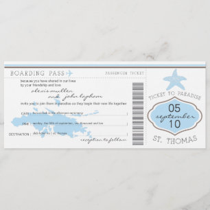 Carte d'embarquement au faire-part de mariage de