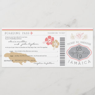 Carte d'embarquement au faire-part de mariage de