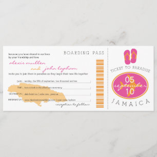 Carte d'embarquement au faire-part de mariage de