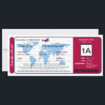 carte d'embarquement avec carte du monde<br><div class="desc">Carte du monde avec avion à hélice vintage - billet d'avion pour votre invitation d'anniversaire. Dans les couleurs de bleu rouge, blanc et bleu clair. Avec une carte du monde en arrière-plan. Si vous avez des changements à apporter à cette conception ou mise en page (couleurs, etc.), envoyez simplement un...</div>