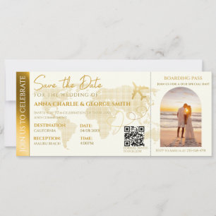 Carte d'embarquement avec photo de mariage