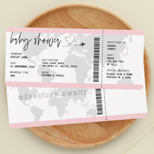 Carte d'embarquement Baby shower de voyage pour bé