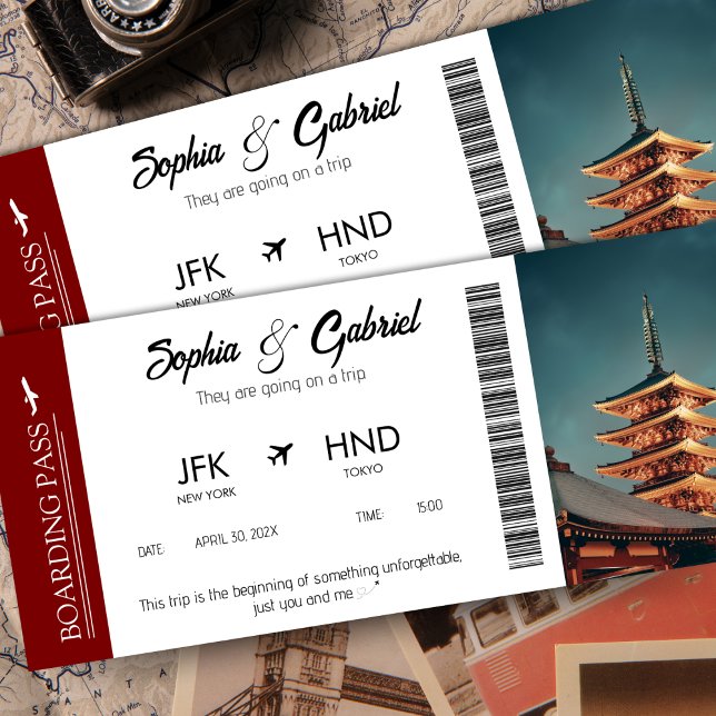 Carte d'embarquement Billet cadeau d'anniversaire  (Boarding Pass Birthday Flight Gift Voucher Photo Invitation)