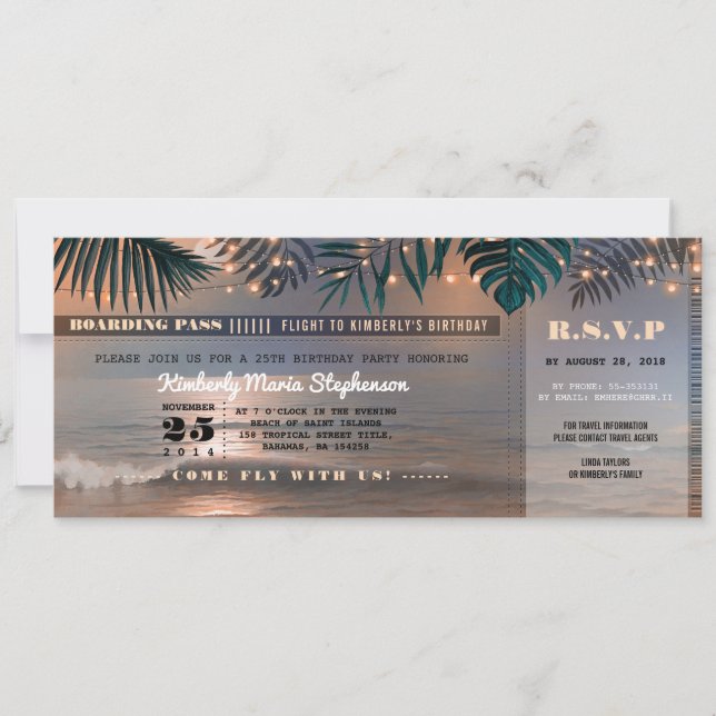 Carte d'embarquement Billet d'anniversaire | Couch (Devant)