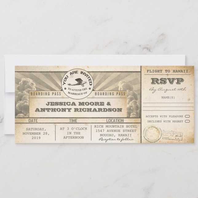 carte d'embarquement billets de vol mariage- invit (Devant)