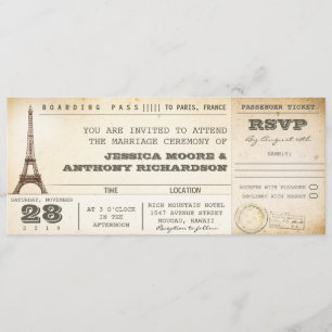 carte d'embarquement Billets mariages- invitations