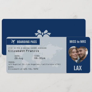 Carte d'embarquement bleu marine et argent pour en
