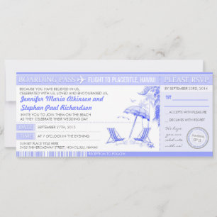 carte d'embarquement bleu tropical - invitations d