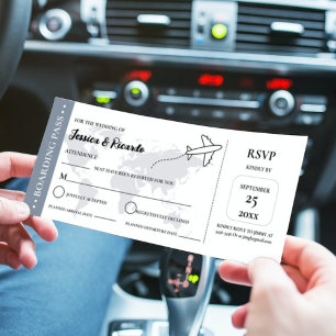 Carte d'embarquement bleue mariage RSVP carte d'en