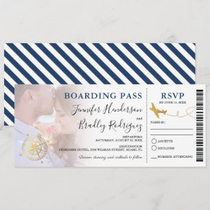 Carte d'embarquement bleue   Photo de mariage de d