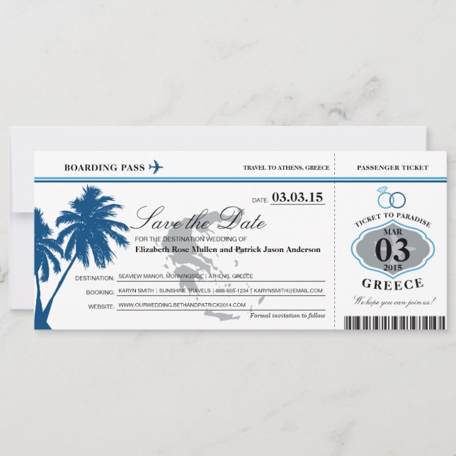 Carte d'embarquement Blue Greece Enregistrer la da (Devant)