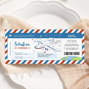 Carte d'embarquement Blue Plane Billet d'anniversa