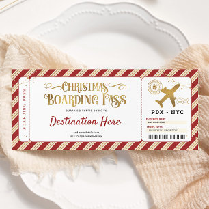 Carte d'embarquement cadeau de Noël surprise