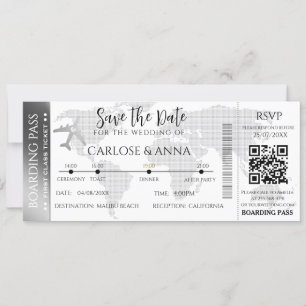 Carte d'embarquement Code QR de mariage de destina
