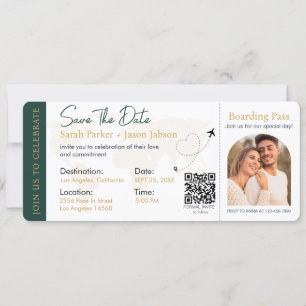 Carte d'embarquement Code QR de mariage de destina