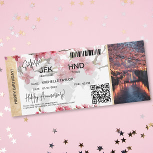 Carte d'embarquement d'anniversaire surprise Tokio