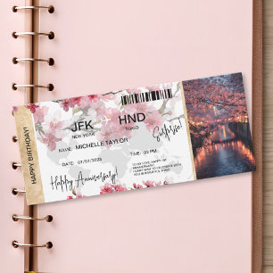 Carte d'embarquement d'anniversaire surprise Tokyo
