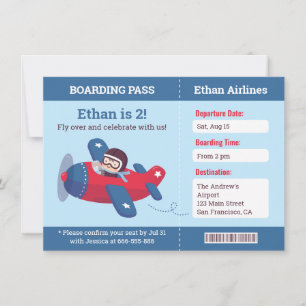 Carte d'embarquement d'avion pilote Fête d'anniver