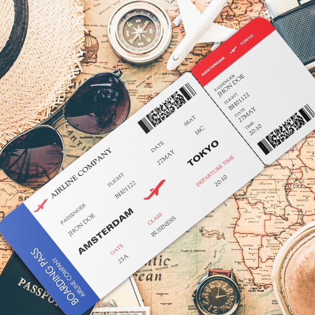 Carte d'embarquement de billet d'avion classique (Fake Airline Ticket Boarding Pass Classic Invitation)