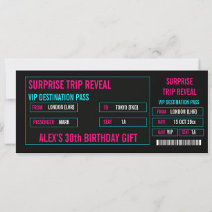 Carte d'embarquement de billet de voyage surprise