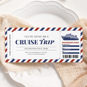 Carte d'embarquement de croisière cadeau de voyage