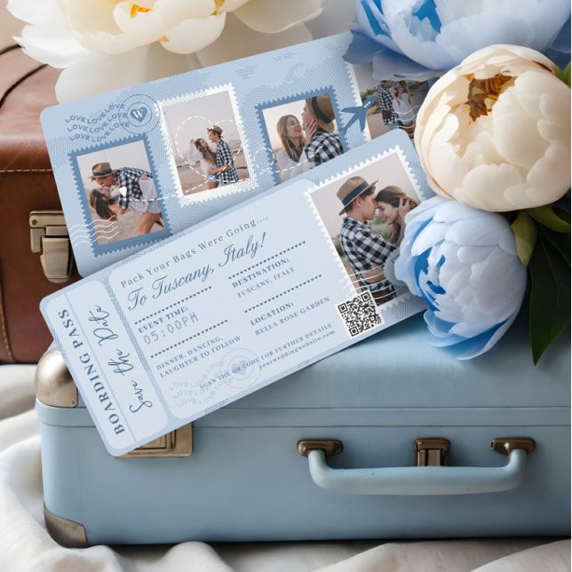 Carte d'embarquement de destination Billet d'avion (Destination Wedding Boarding Pass Plane Ticket Invitation)