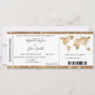 Carte d'embarquement de destination Billet d'or Pl