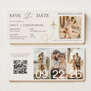 Carte d'embarquement de mariage Code QR Avion