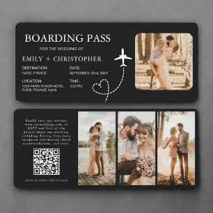 Carte d'embarquement de mariage Code QR Ticket