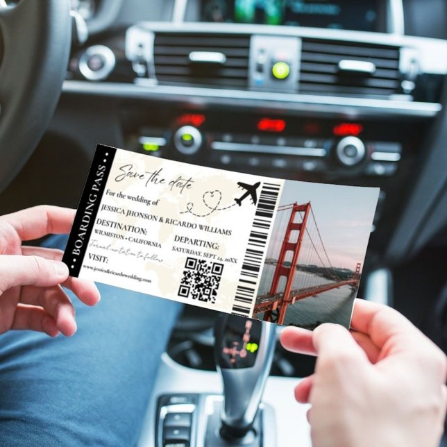 Carte d'embarquement de mariage d'avion minimalist (Créateur téléchargé)