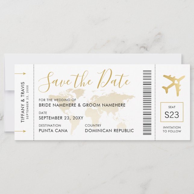 Carte d'embarquement de mariage de destination Enr (Devant)