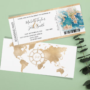 Carte d'embarquement de mariage de destination Grè