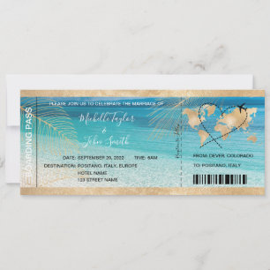 Carte d'embarquement de mariage de destination Icô